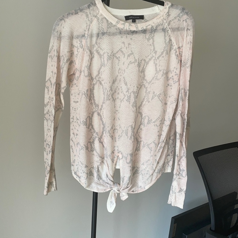 Bloomingdales Olivaceous Pink Snake Tie Sweater